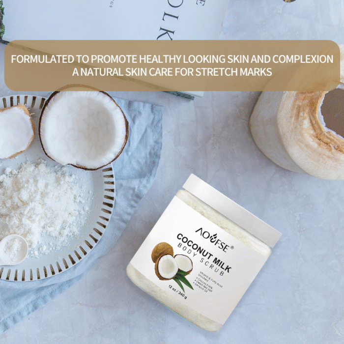 Coconut Milk Body Scrub - Brightening & Hydrating Exfoliator Private Label OEM - Image 5
