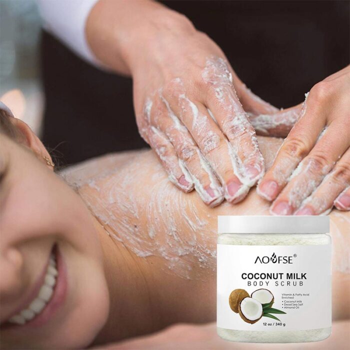 Coconut Milk Body Scrub - Brightening & Hydrating Exfoliator Private Label OEM - Image 3